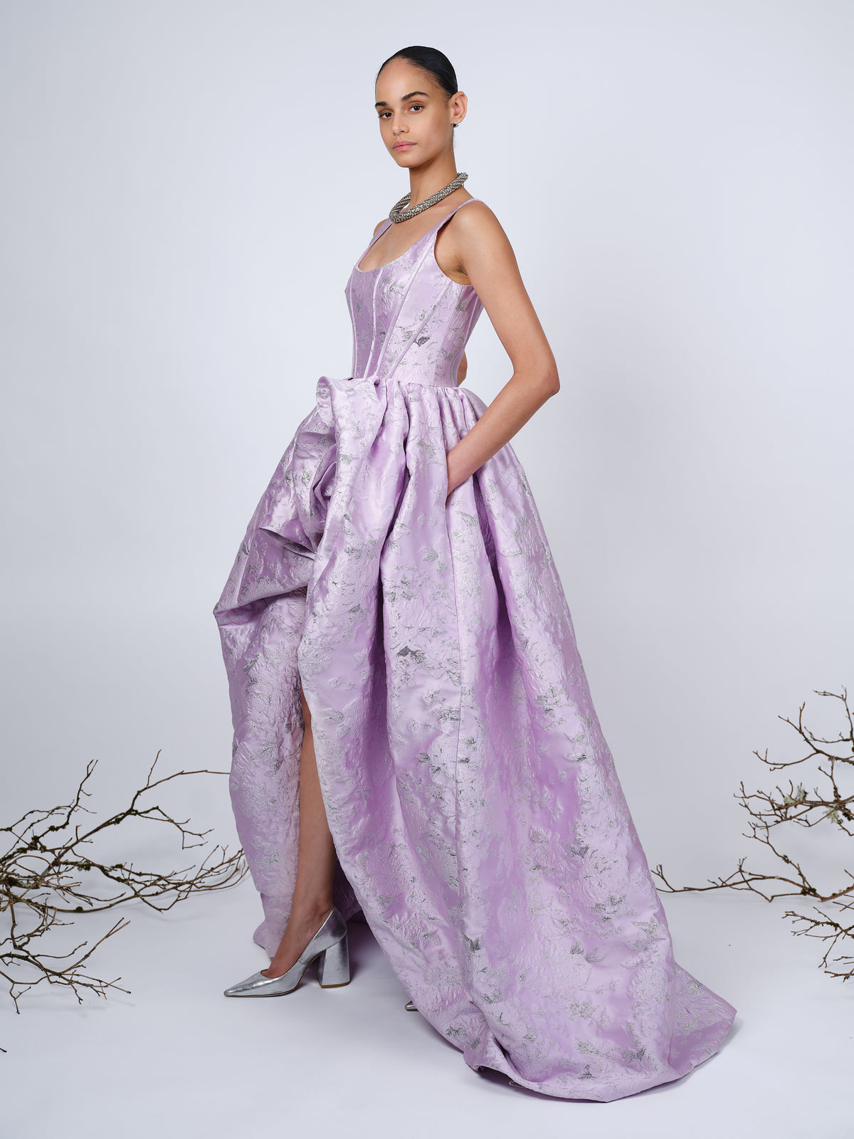 The Ariella ball gown in pink and silver