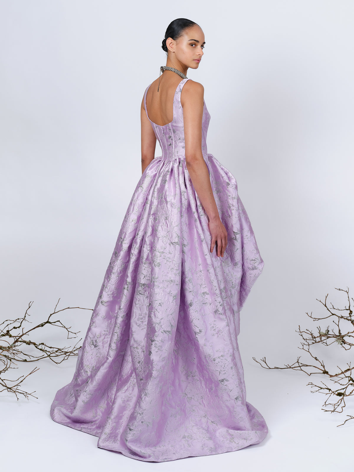 The Ariella ball gown in pink and silver