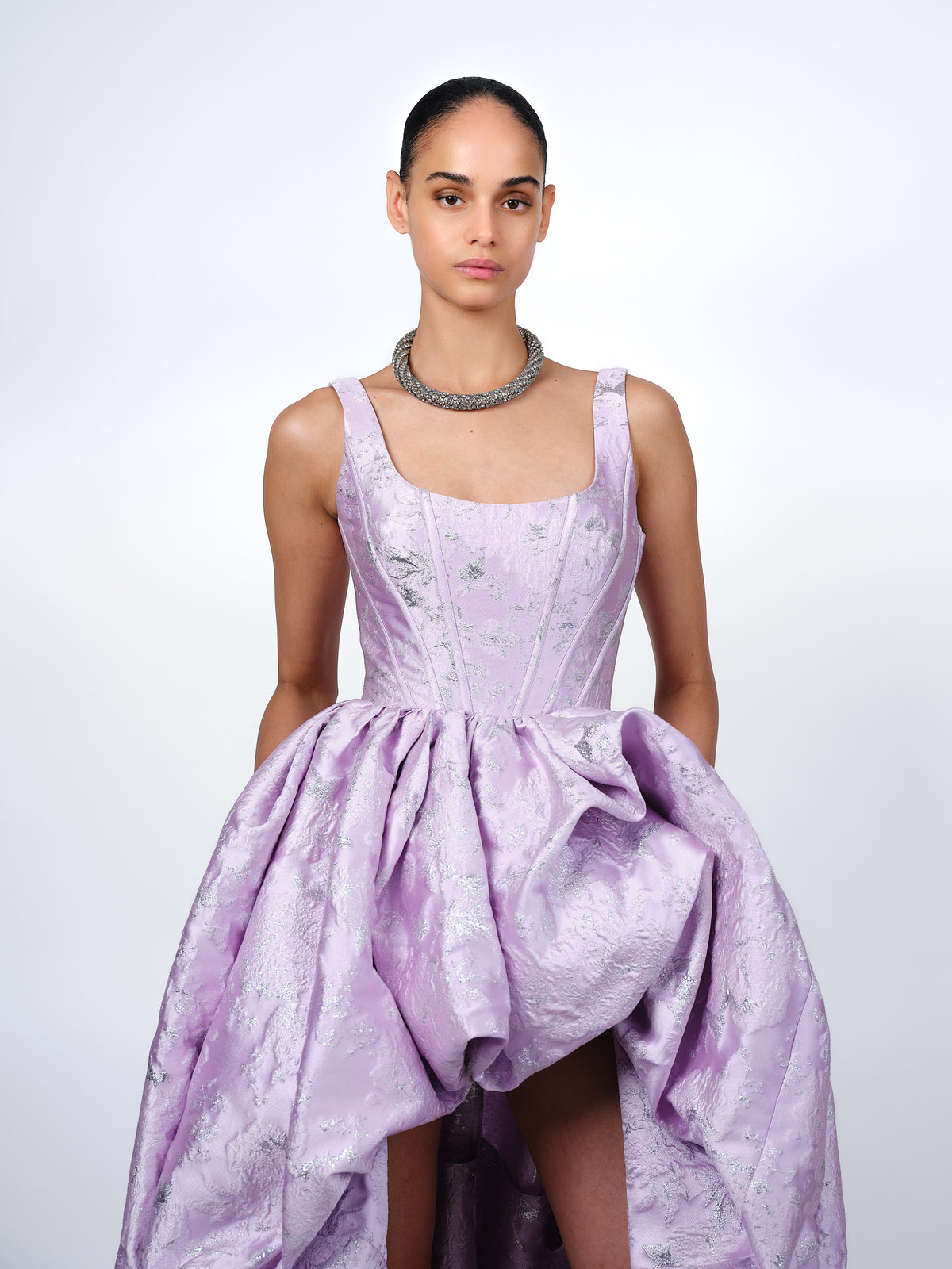The Ariella ball gown in pink and silver