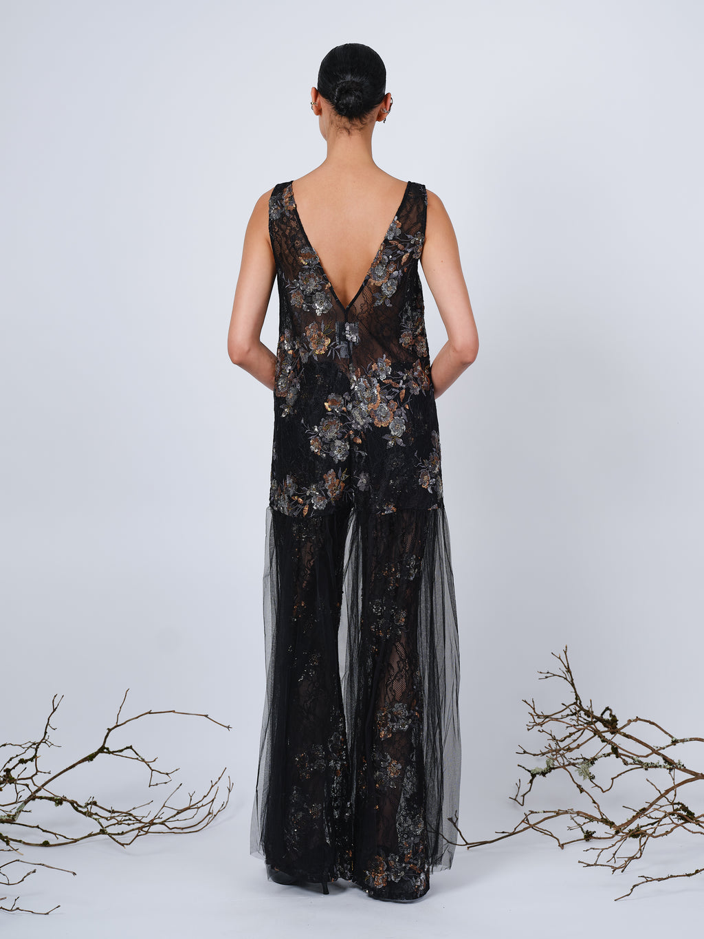 The Anastasia dress in reflective embroidered lace