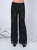 The wide leg beaded pants in black