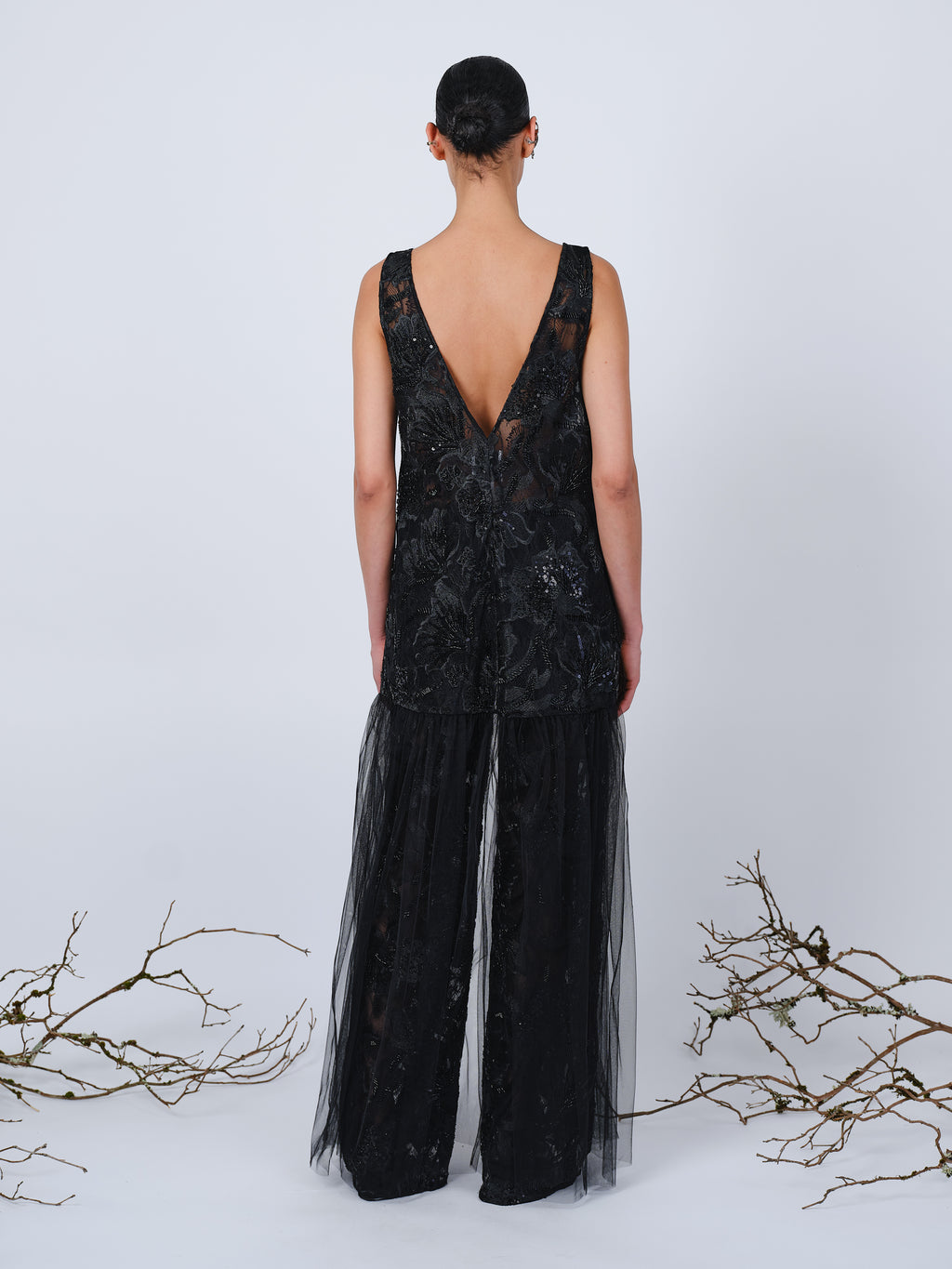 The Anastasia dress in black beaded lace