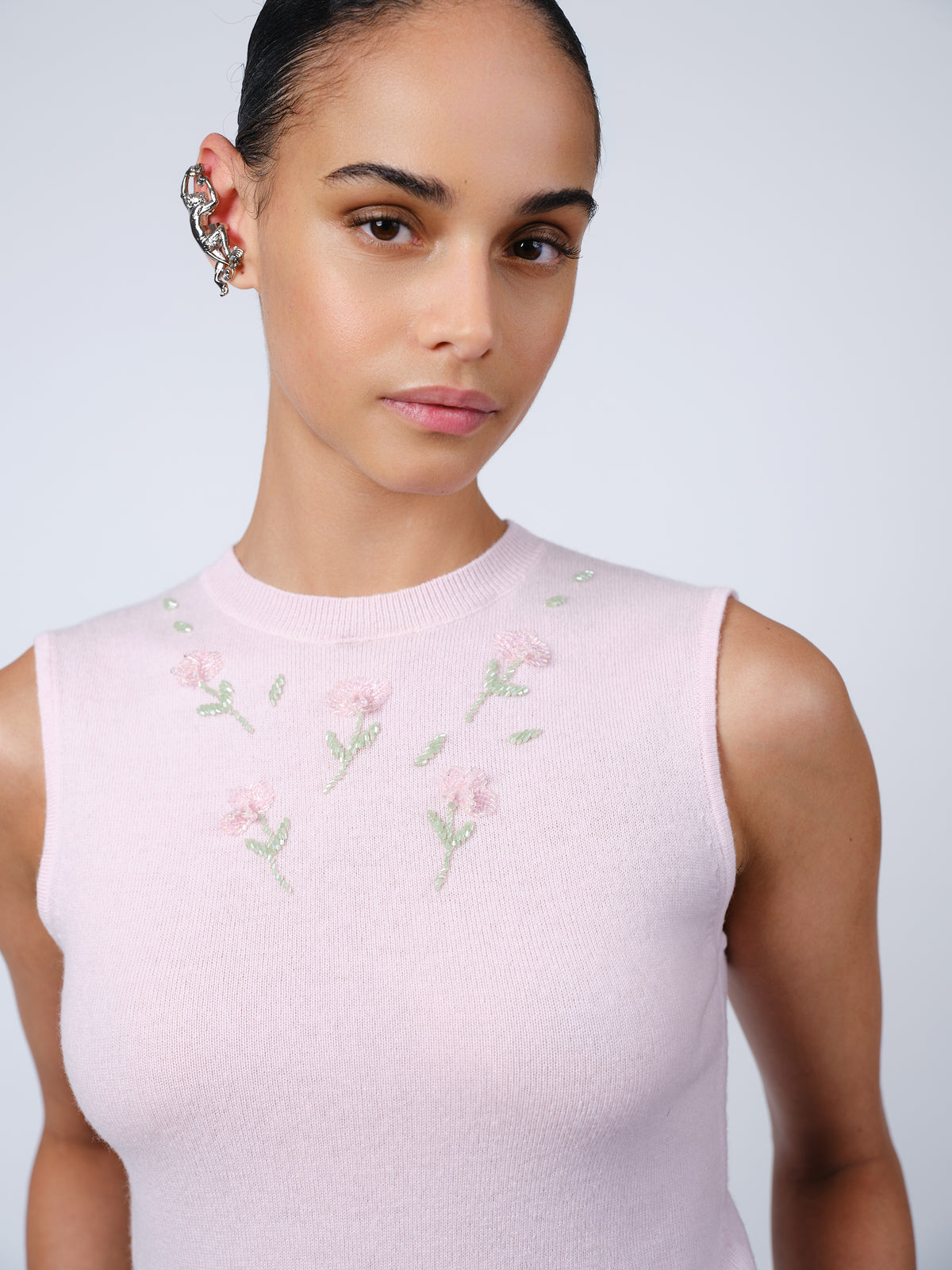 The Dahlia tank in pink cashmere wool
