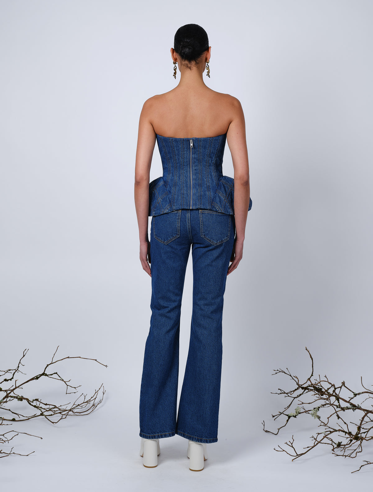 The Emmi corset top in blue denim