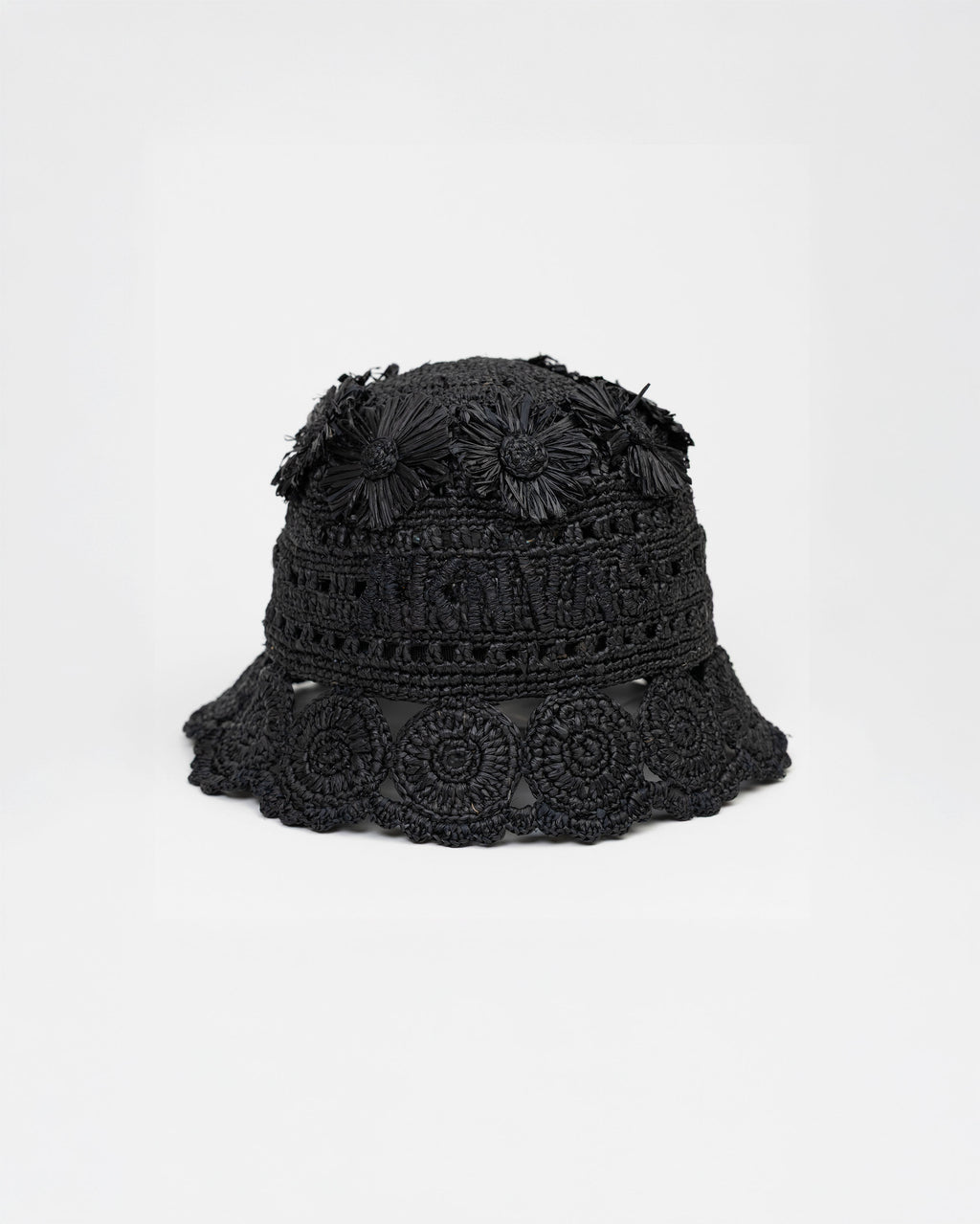 The Cass raffia bucket hat in black