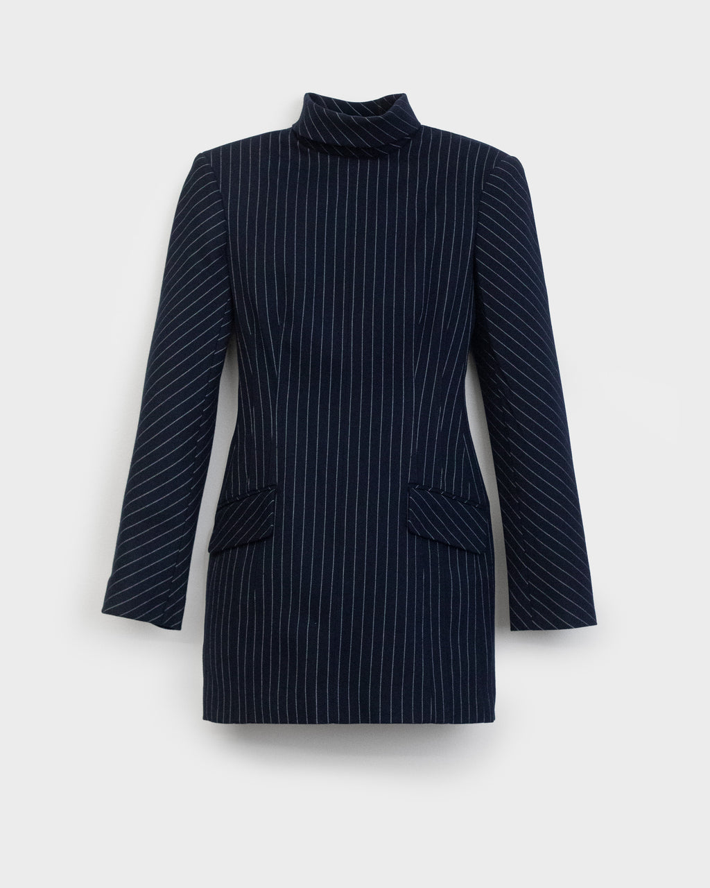 The Toni dress in navy pinstripe