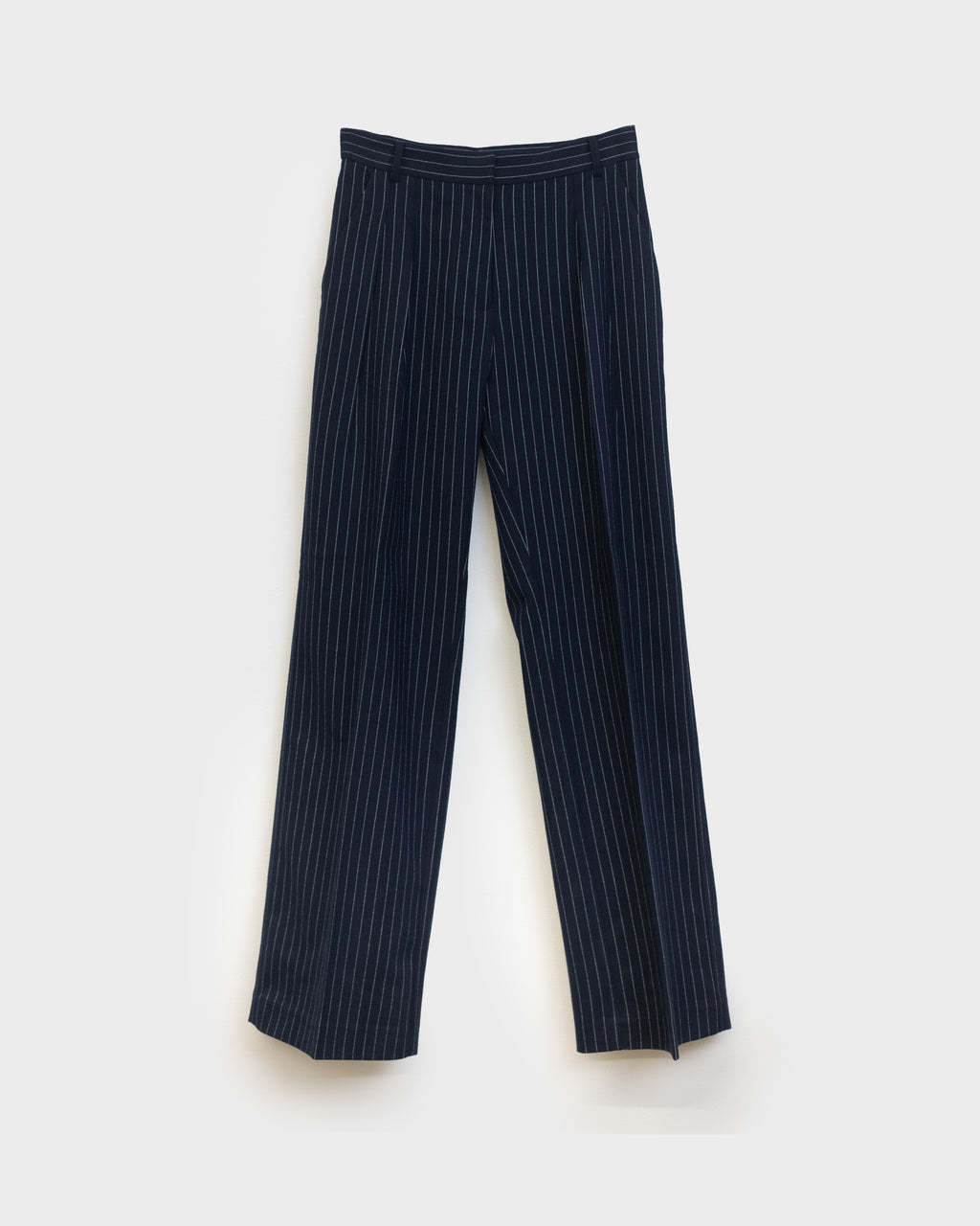 The Rune trousers in navy pinstripe