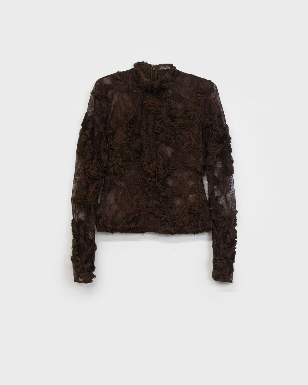The Freja top in dark brown lace