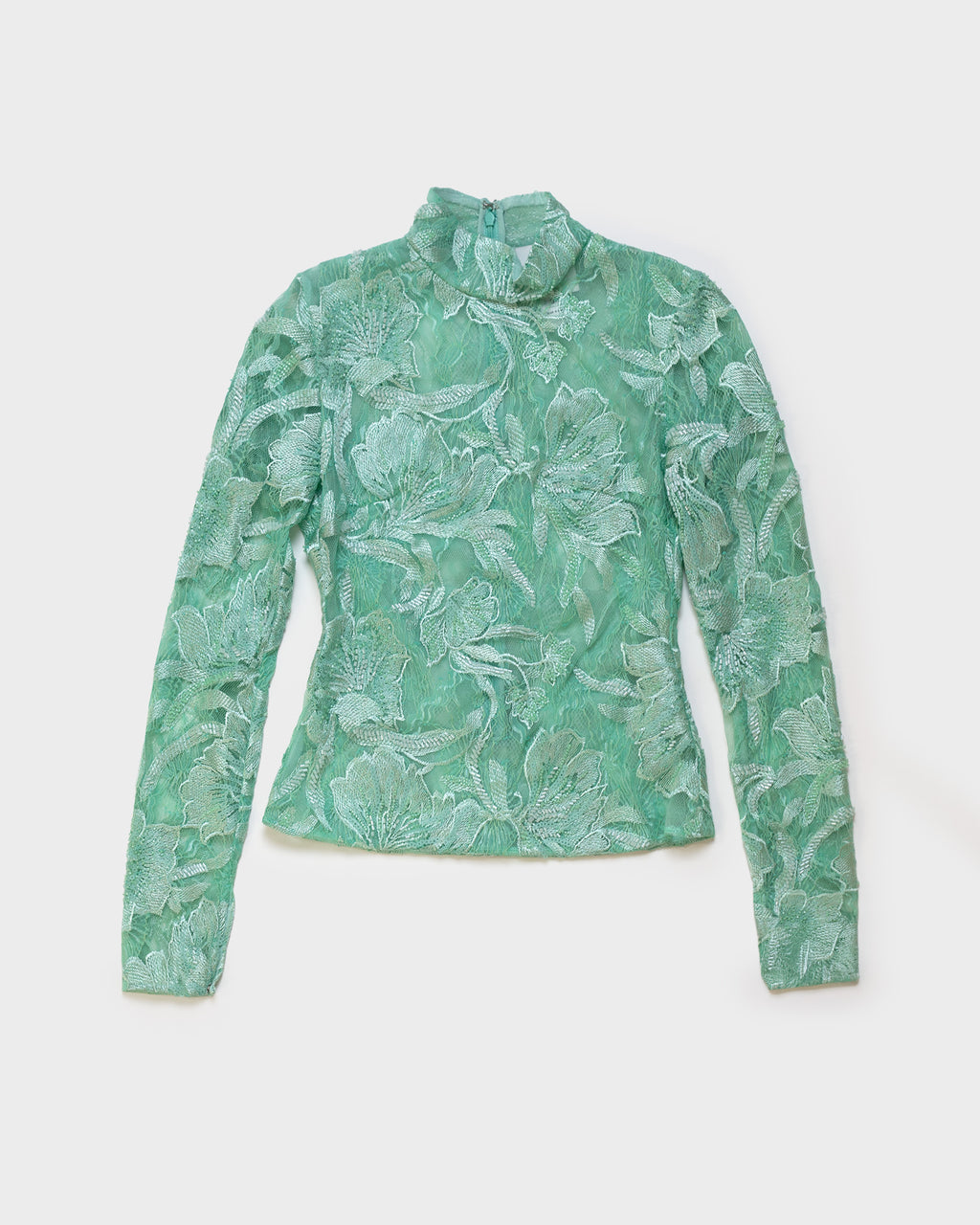 The Freja top in beaded mint lace