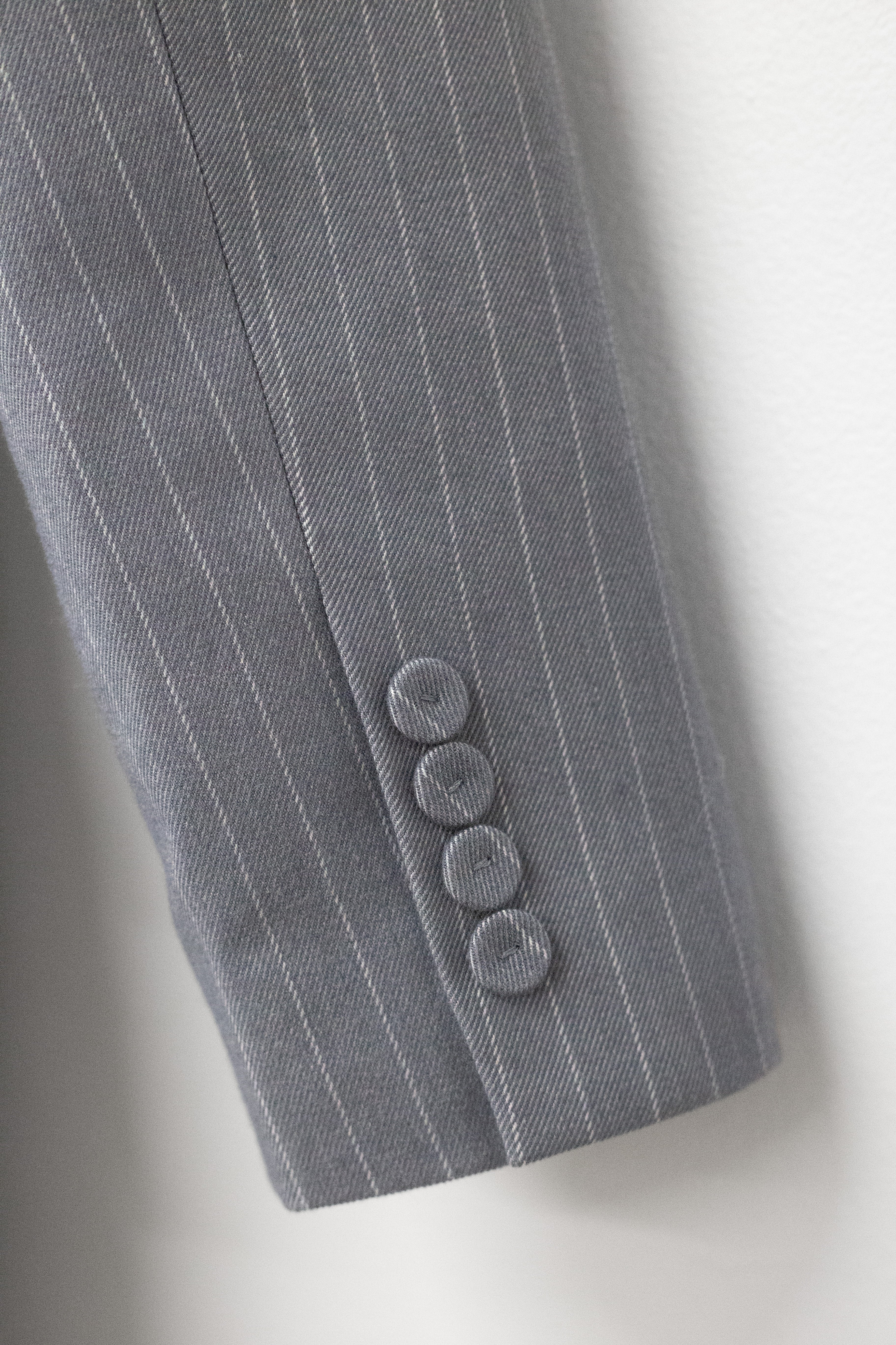 The Zoe blazer dress in grey pinstripe