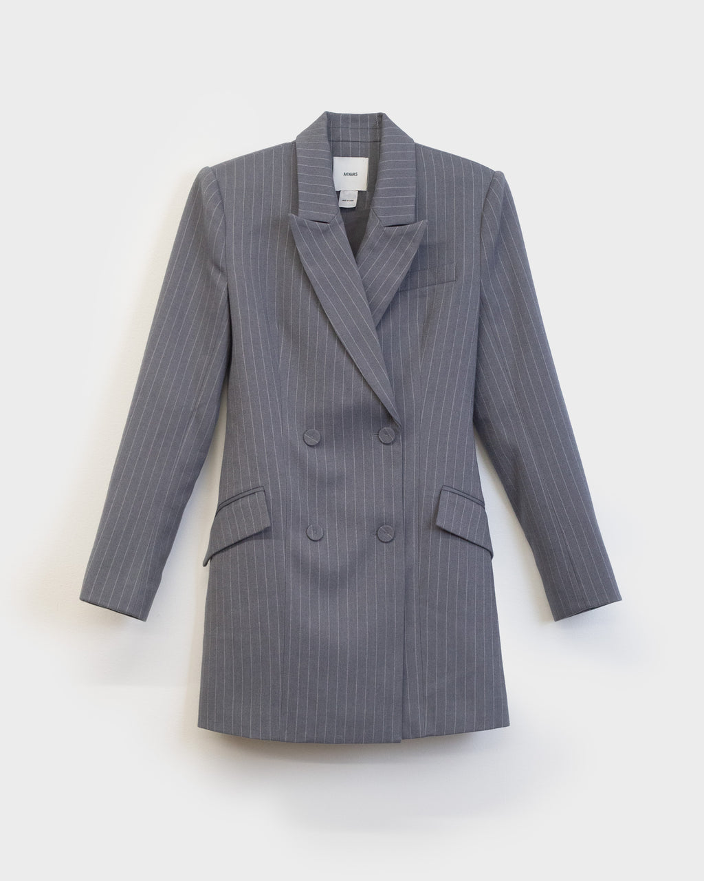 The Zoe blazer dress in grey pinstripe