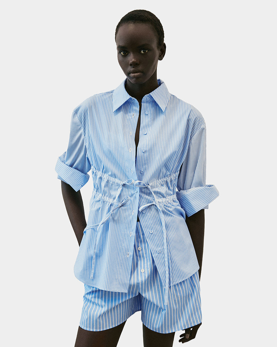The Marina cotton poplin shirt in mini stripes - final sale