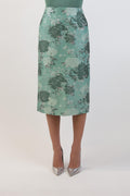 The Clarissa skirt in mint and silver brocade