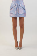The Cherry skirt in blue/pink/silver brocade