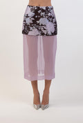 The Brooke skirt in burgundy/pink/silver brocade