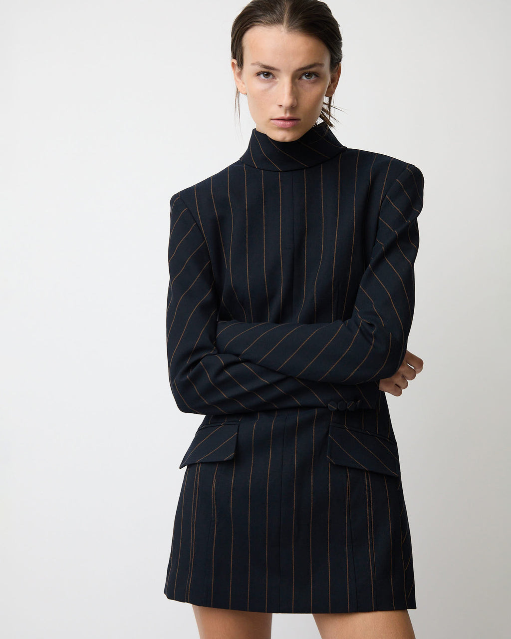 The Toni dress in pinstripe