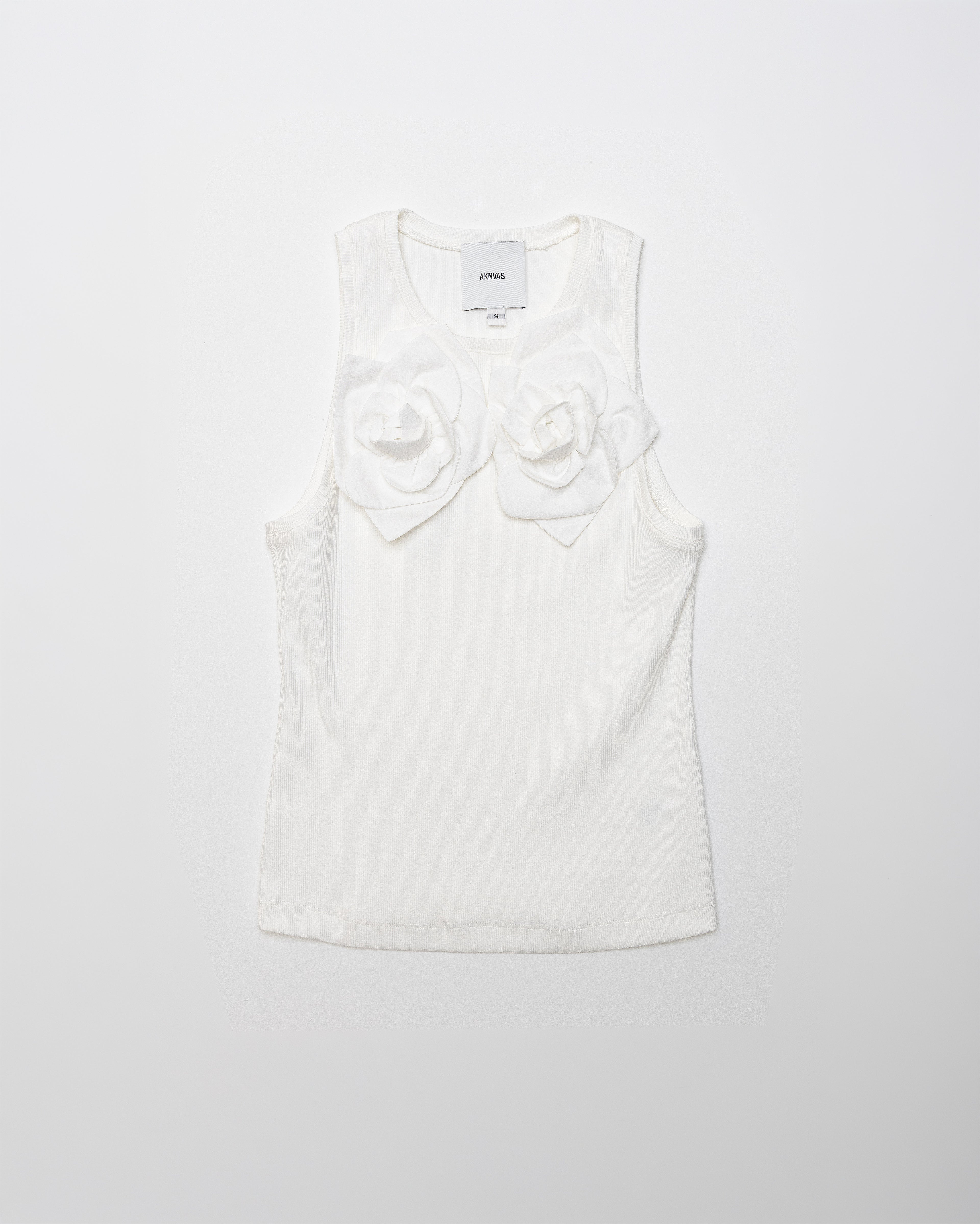 The Camille flower tank in white