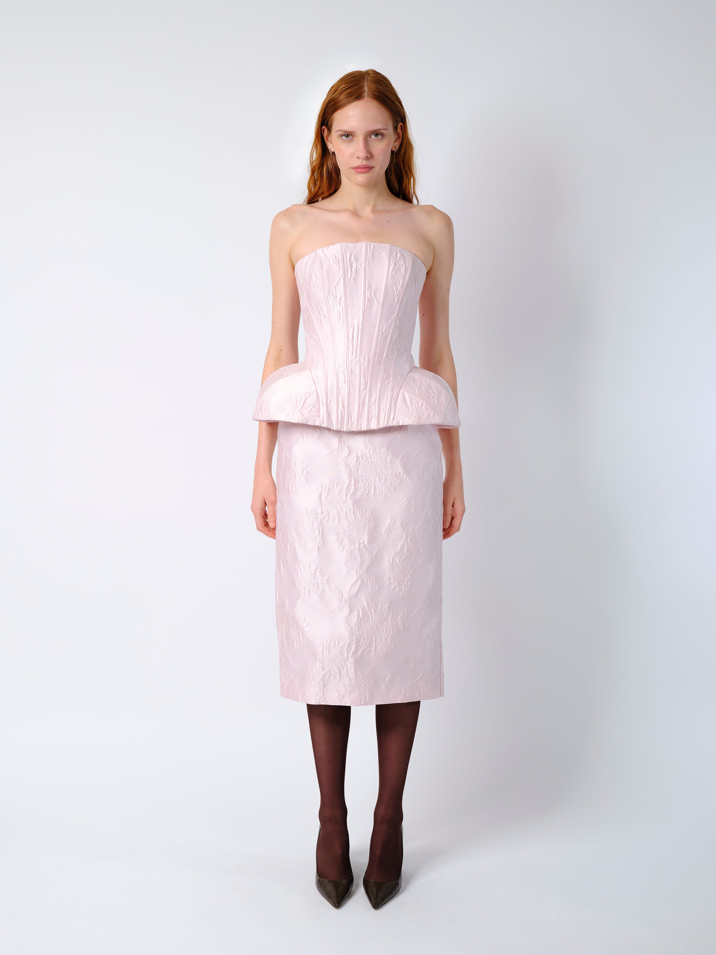 The Emmi corset top in pale pink brocade