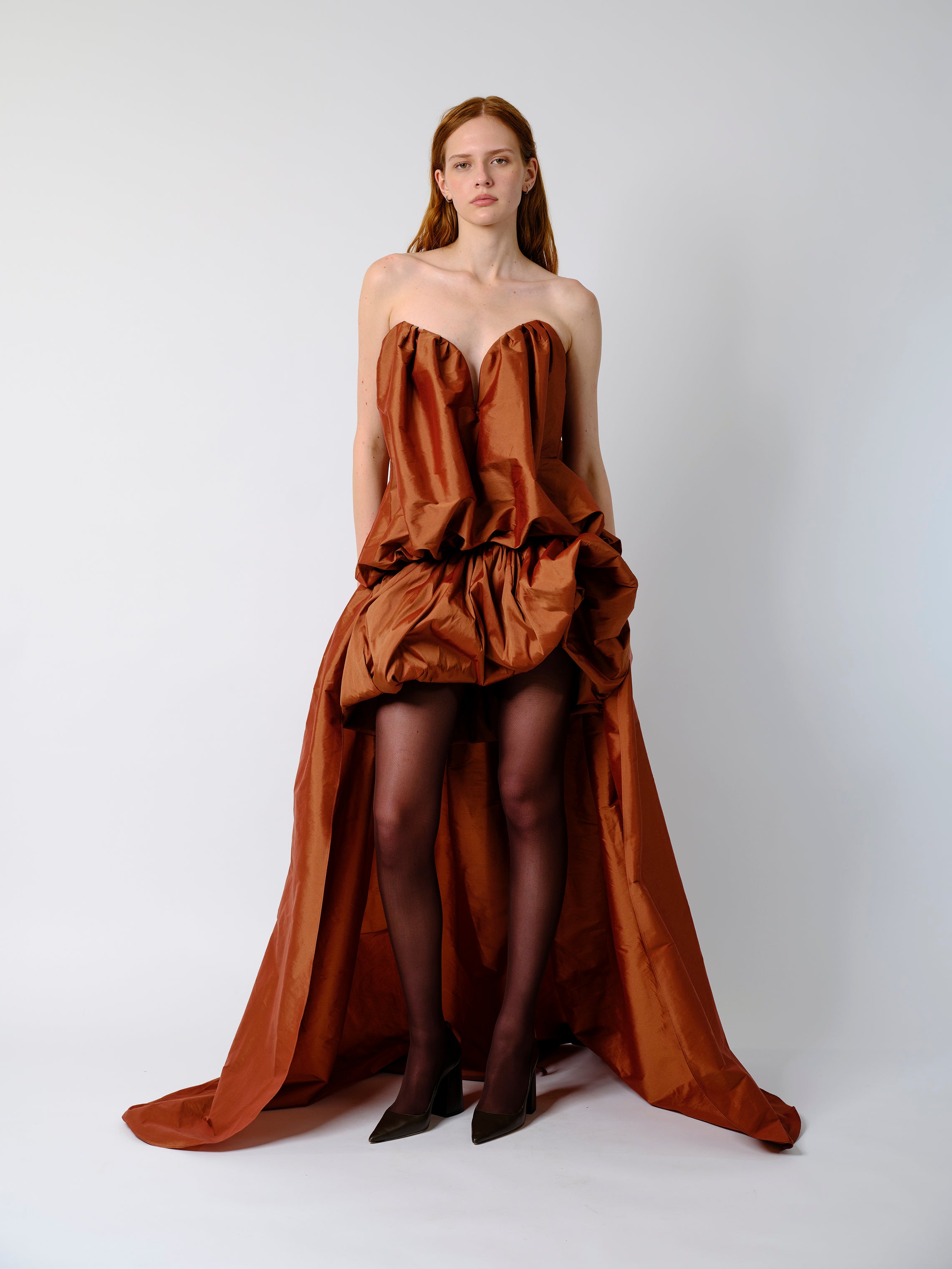 The Arlene gown in terracotta