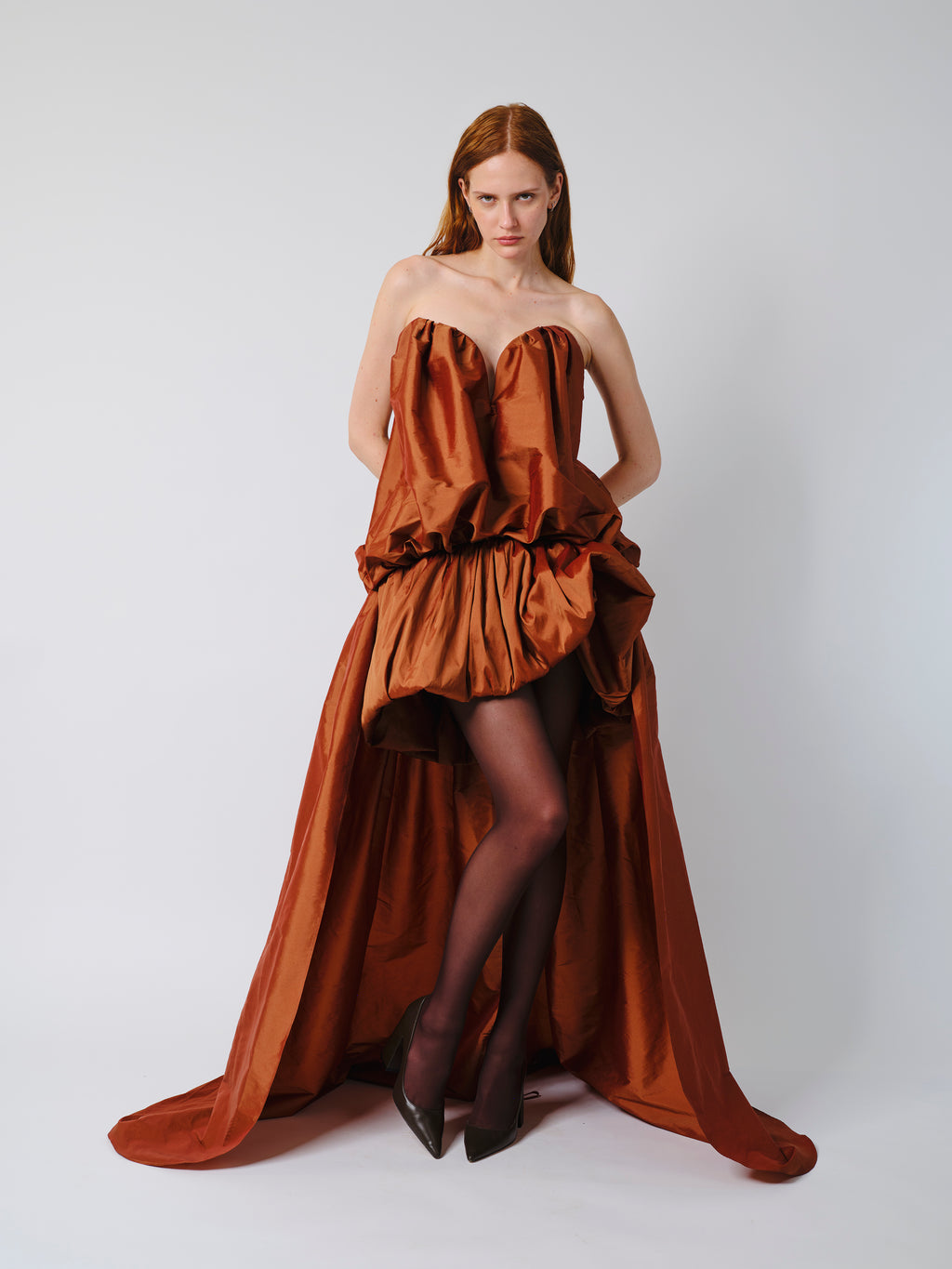The Arlene gown in terracotta