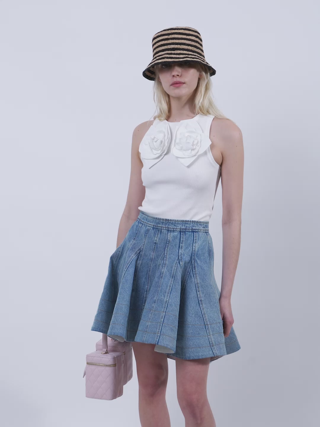 The Camille flower tank in white