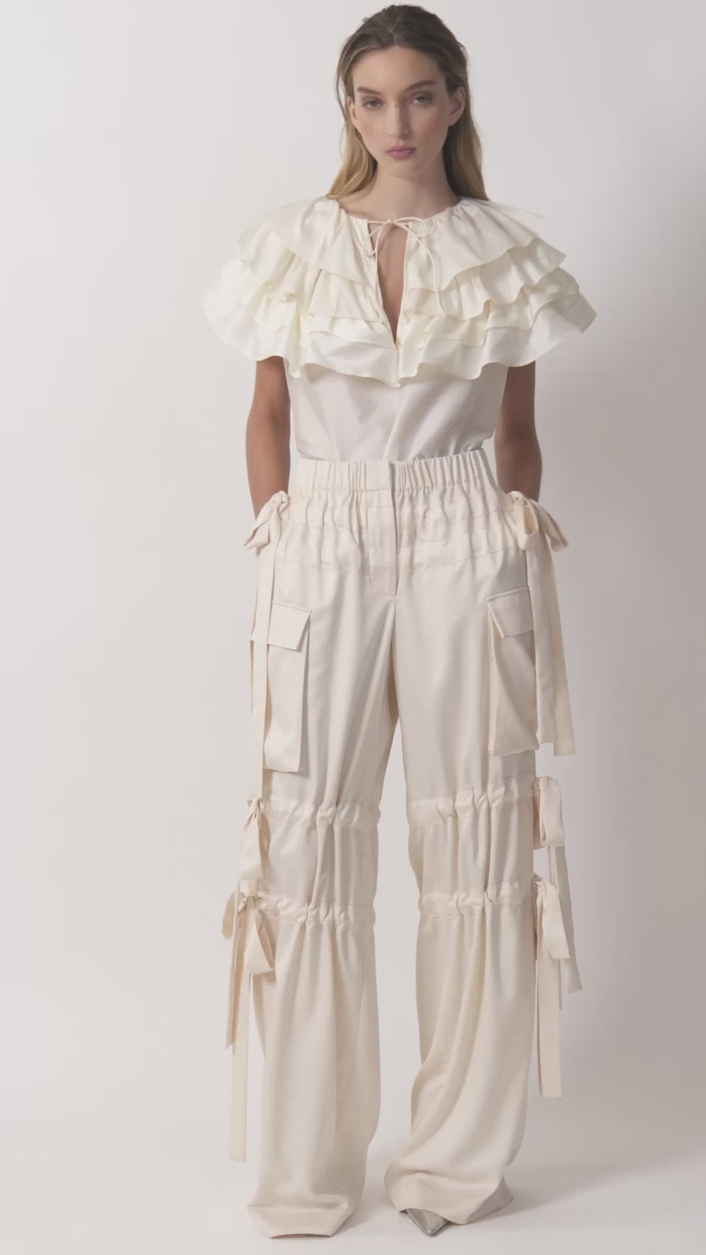 The Linda cape top in cream taffeta
