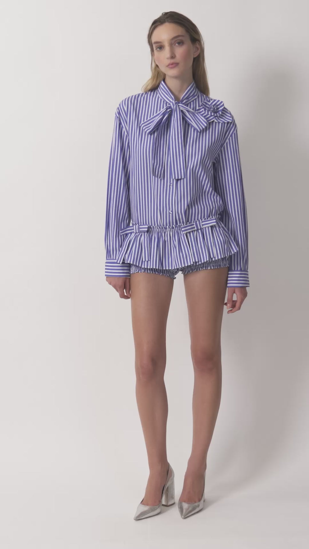The Aja bloomer skirt in striped poplin