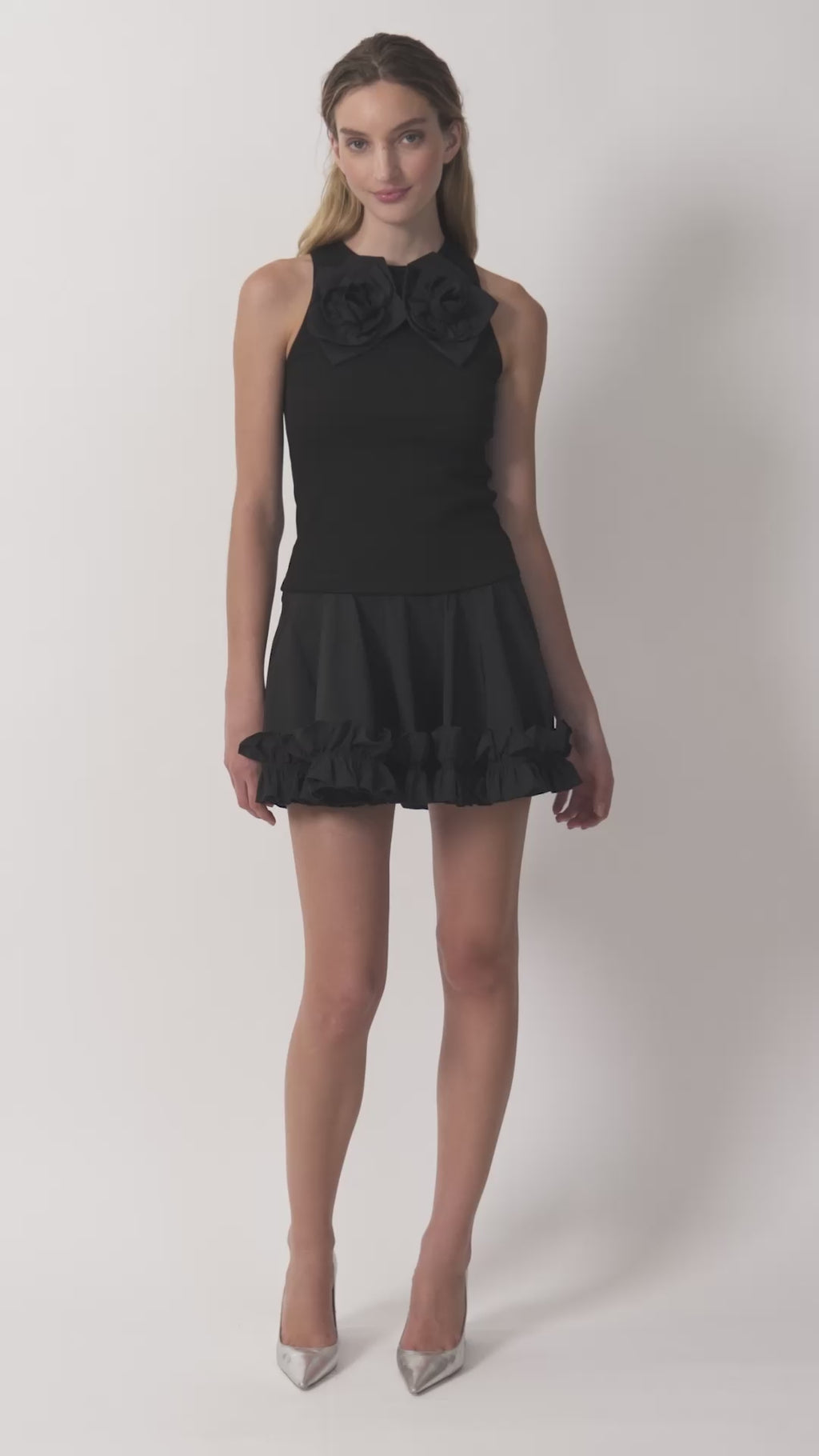 The Kirsten skorts in black tech taffeta