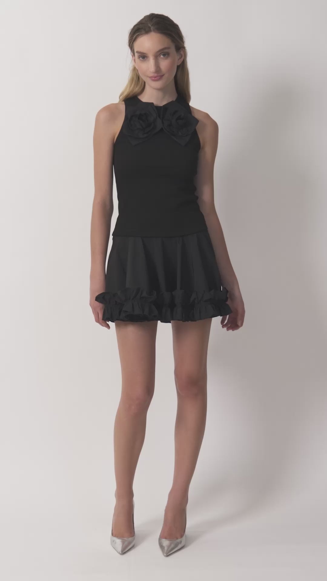 The Kirsten skorts in black tech taffeta