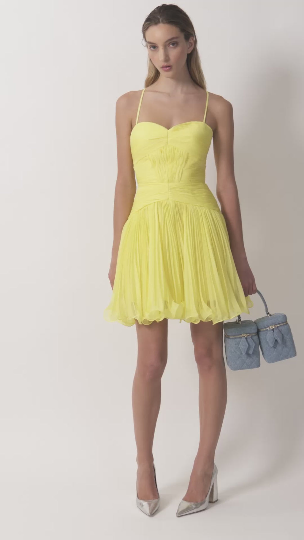 The Canary micropleated cocktail dress