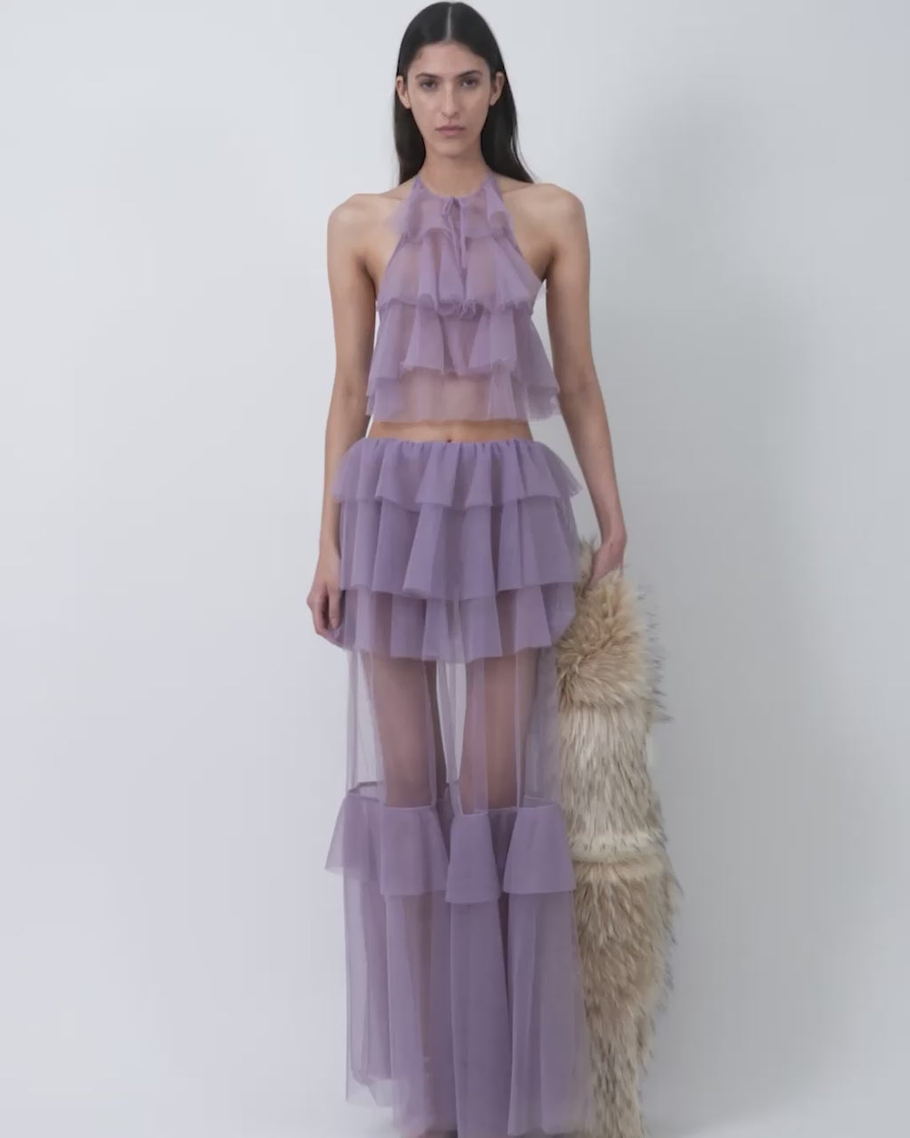 The Bodil ruffle top in lavender tulle