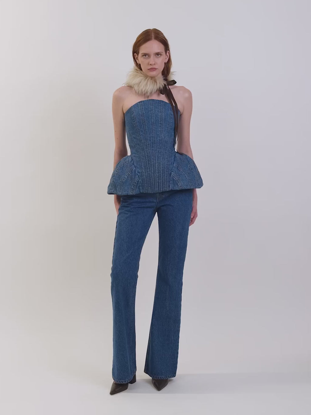 The Emmi corset top in blue denim (coming soon)